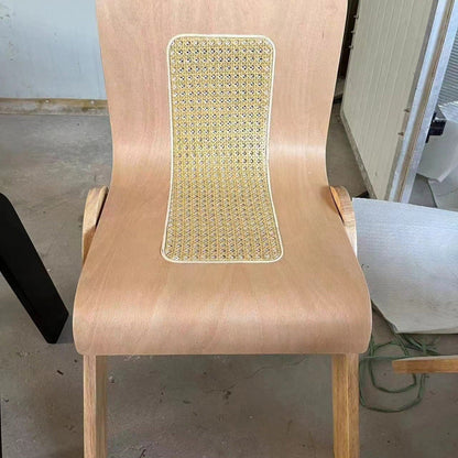 Traditional Vintage Arc V-Shape Rubberwood Bentwood Rattan Weaving Dining Chair Backrest Armless For Dining Room