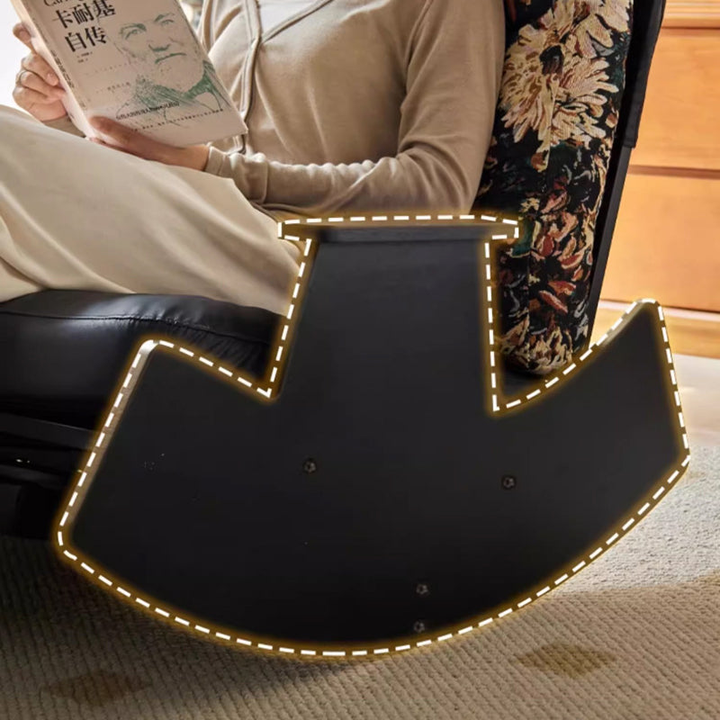 Traditional Vintage Detachable Rectangular Faux Oil-Wax Leather Flannelette Plywood Iron Sponge Cotton Rocking Chair Backrest Armrest For Living Room