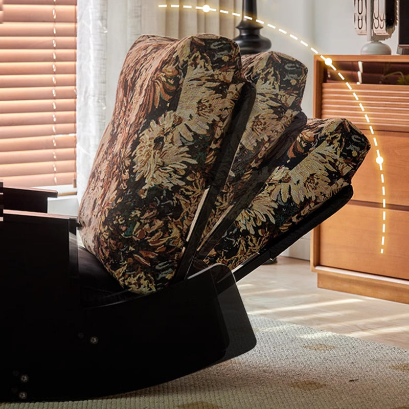 Traditional Vintage Detachable Rectangular Faux Oil-Wax Leather Flannelette Plywood Iron Sponge Cotton Rocking Chair Backrest Armrest For Living Room