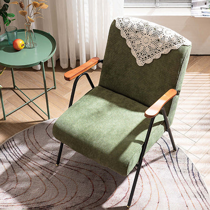 Traditional Rustic Rectangular Iron Plywood Corduroy Sponge Detachable Accent Chair Backrest Armrest For Living Room