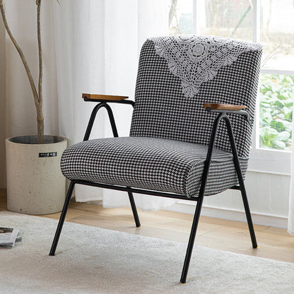 Traditional Rustic Rectangular Iron Plywood Corduroy Sponge Detachable Accent Chair Backrest Armrest For Living Room