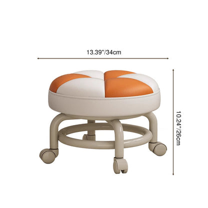 Modern Simplicity Kids Movable Round PU Leather Carbon Steel Sponge Low Stool For Living Room