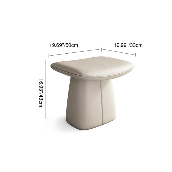 Contemporary Nordic Rectangular Plywood Cat Scratching Leather Sponge Vanity Stool Backless Armless For Bedroom
