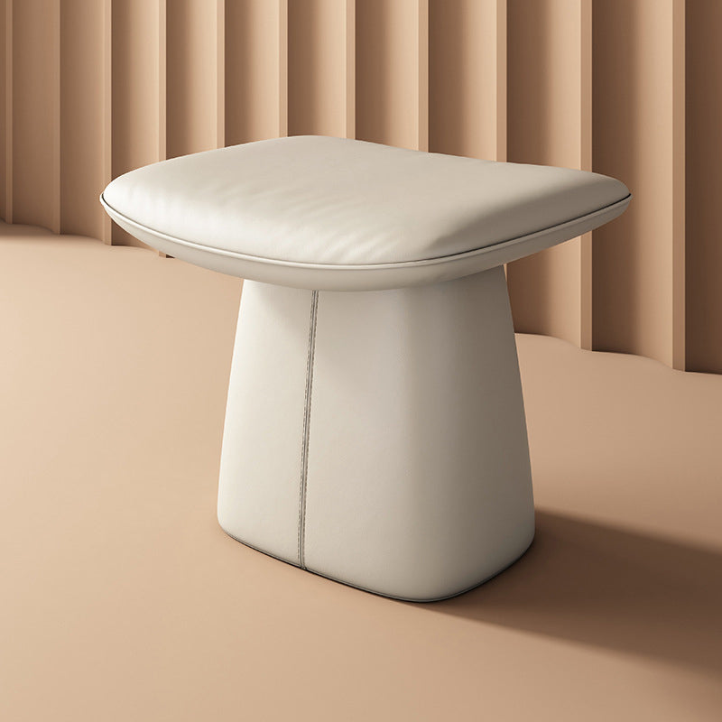 Contemporary Nordic Rectangular Plywood Cat Scratching Leather Sponge Vanity Stool Backless Armless For Bedroom