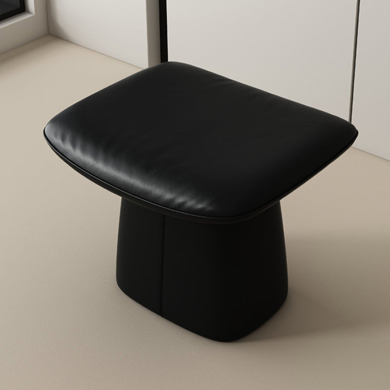Contemporary Nordic Rectangular Plywood Cat Scratching Leather Sponge Vanity Stool Backless Armless For Bedroom