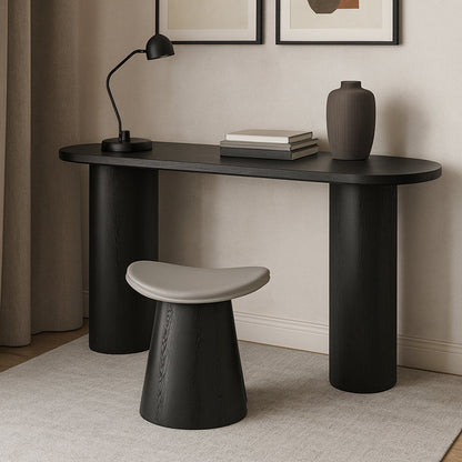 Traditional Vintage Arc Plywood Microfiber Leather Sponge Low Stool Backless Armless For Living Room