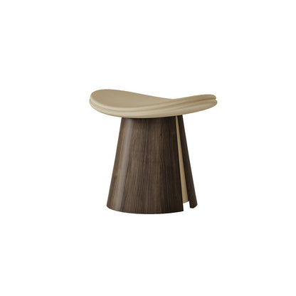 Traditional Vintage Arc Plywood Microfiber Leather Sponge Low Stool Backless Armless For Living Room