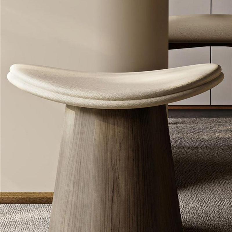 Traditional Vintage Arc Plywood Microfiber Leather Sponge Low Stool Backless Armless For Living Room