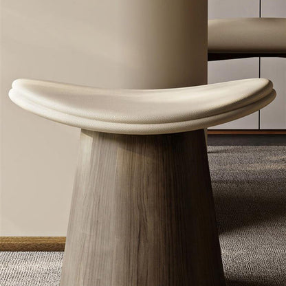 Traditional Vintage Arc Plywood Microfiber Leather Sponge Low Stool Backless Armless For Living Room