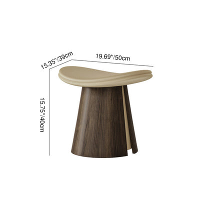 Traditional Vintage Arc Plywood Microfiber Leather Sponge Low Stool Backless Armless For Living Room