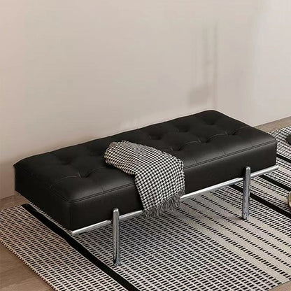 Contemporary Luxury Rectangular Carbon Steel PU Leather Sponge Bench Backless Armless For Hallway