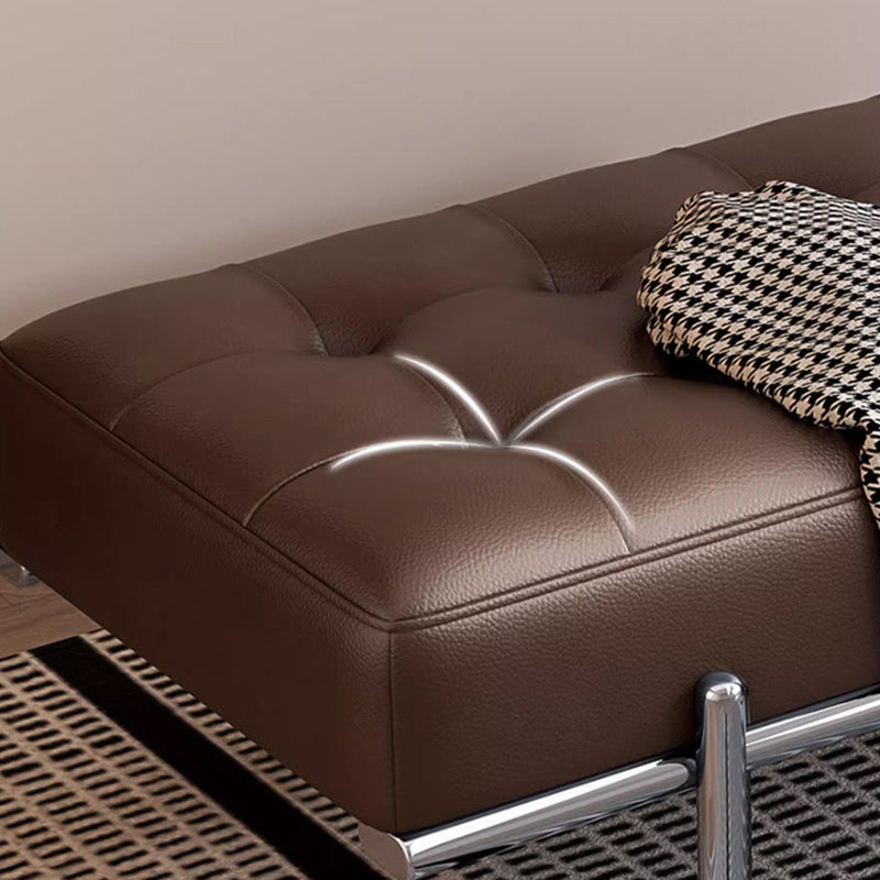 Contemporary Luxury Rectangular Carbon Steel PU Leather Sponge Bench Backless Armless For Hallway