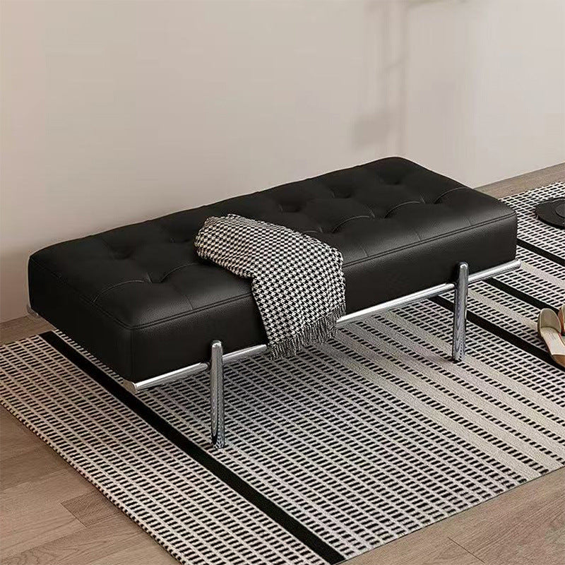 Contemporary Luxury Rectangular Carbon Steel PU Leather Sponge Bench Backless Armless For Hallway