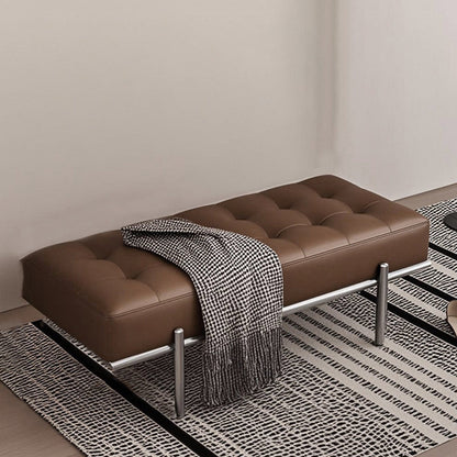 Contemporary Luxury Rectangular Carbon Steel PU Leather Sponge Bench Backless Armless For Hallway