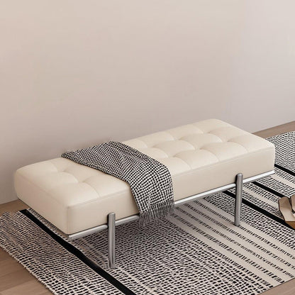 Contemporary Luxury Rectangular Carbon Steel PU Leather Sponge Bench Backless Armless For Hallway