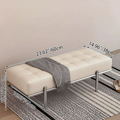 Contemporary Luxury Rectangular Carbon Steel PU Leather Sponge Bench Backless Armless For Hallway