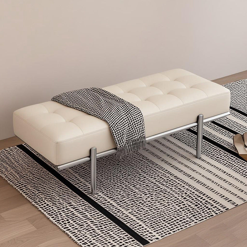 Contemporary Luxury Rectangular Carbon Steel PU Leather Sponge Bench Backless Armless For Hallway