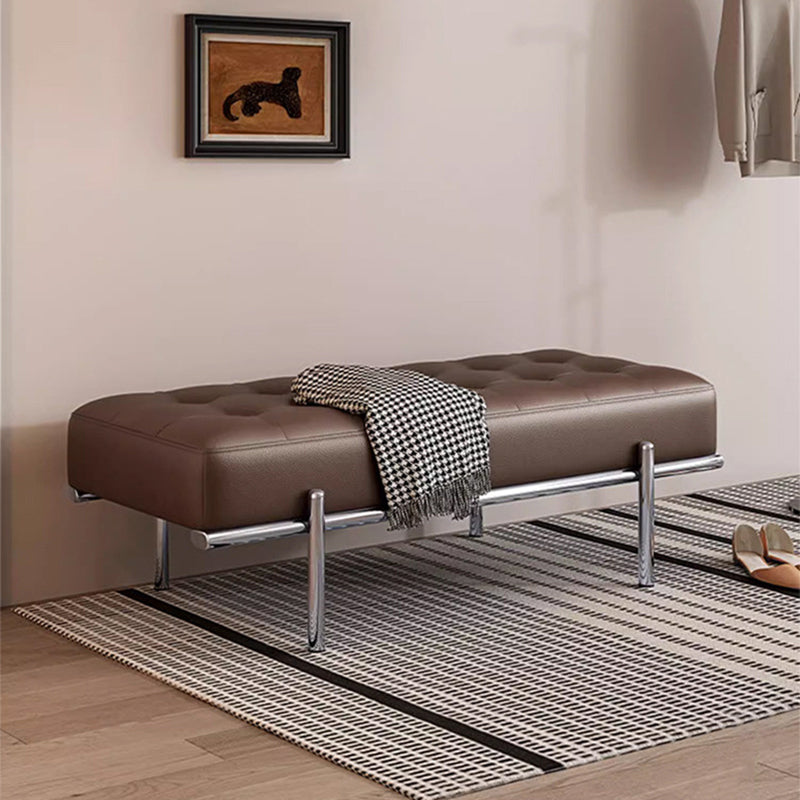 Contemporary Luxury Rectangular Carbon Steel PU Leather Sponge Bench Backless Armless For Hallway