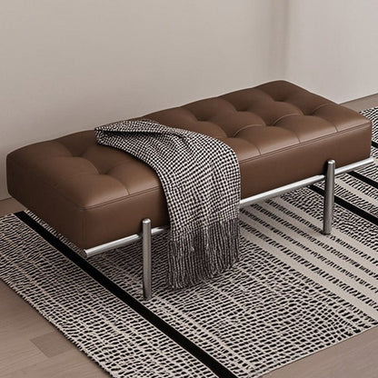Contemporary Luxury Rectangular Carbon Steel PU Leather Sponge Bench Backless Armless For Hallway