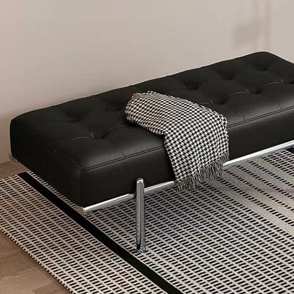 Contemporary Luxury Rectangular Carbon Steel PU Leather Sponge Bench Backless Armless For Hallway