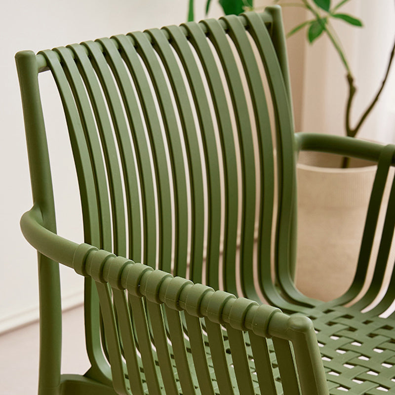 Modern Simplicity Square PP Outdoor Stackable Dining Chair Backrest Armrest For Dining Room