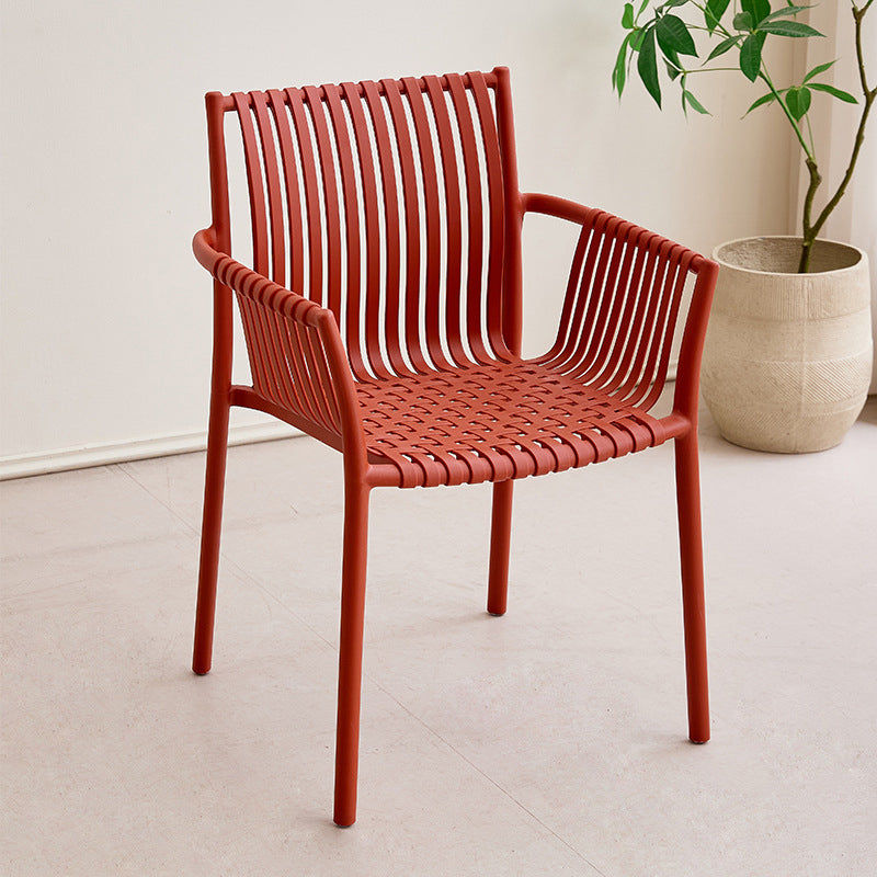 Modern Simplicity Square PP Outdoor Stackable Dining Chair Backrest Armrest For Dining Room