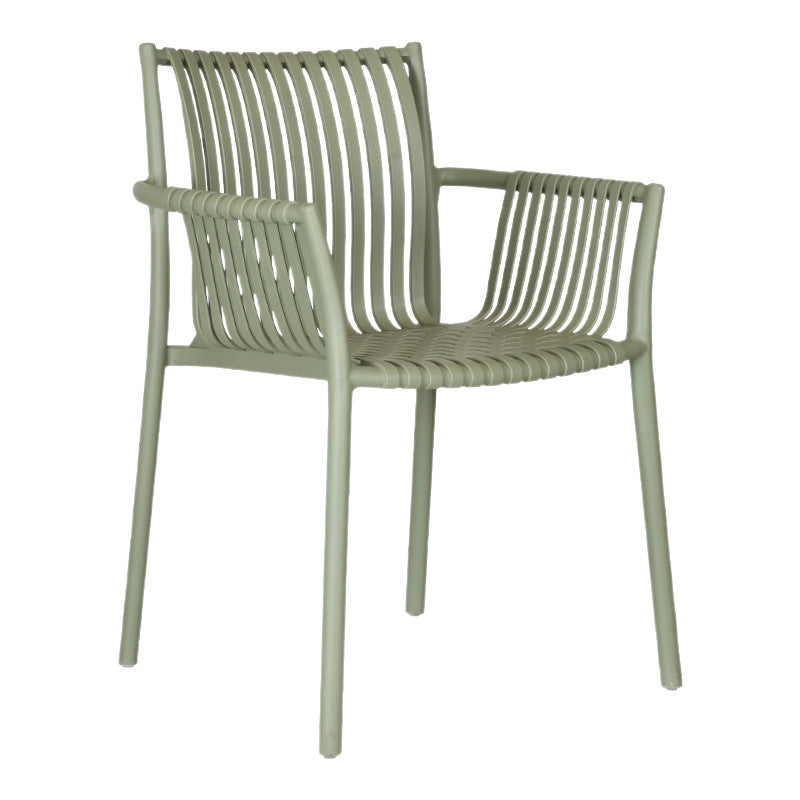Modern Simplicity Square PP Outdoor Stackable Dining Chair Backrest Armrest For Dining Room