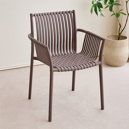 Modern Simplicity Square PP Outdoor Stackable Dining Chair Backrest Armrest For Dining Room