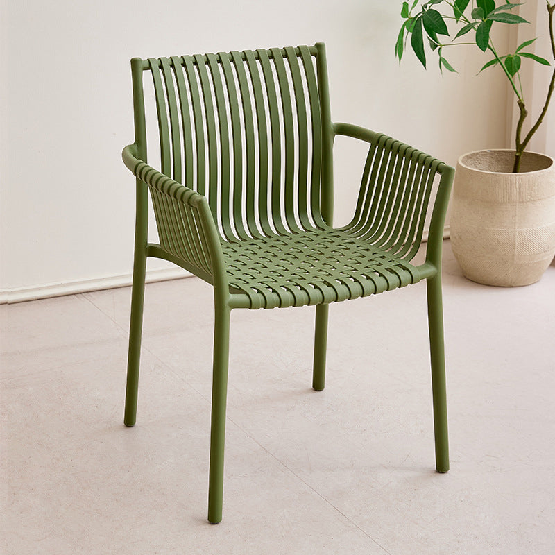 Modern Simplicity Square PP Outdoor Stackable Dining Chair Backrest Armrest For Dining Room