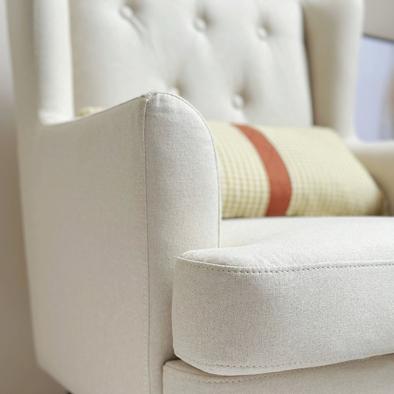 Contemporary Scandinavian Rectangular Solid Wood Velvet Sponge Accent Chair Backrest Armrest For Living Room
