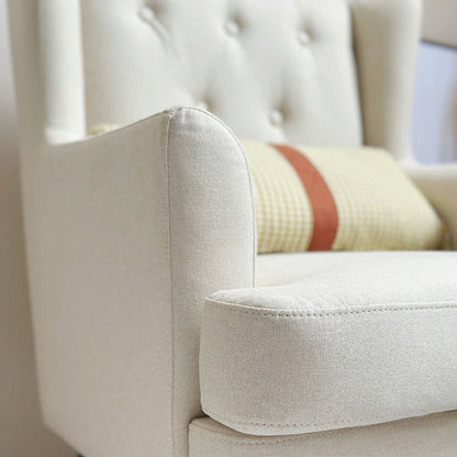 Contemporary Scandinavian Rectangular Solid Wood Velvet Sponge Accent Chair Backrest Armrest For Living Room