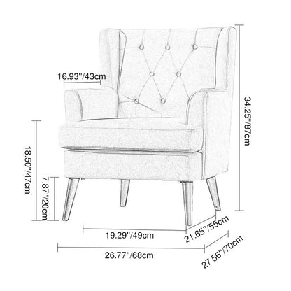 Contemporary Scandinavian Rectangular Solid Wood Velvet Sponge Accent Chair Backrest Armrest For Living Room