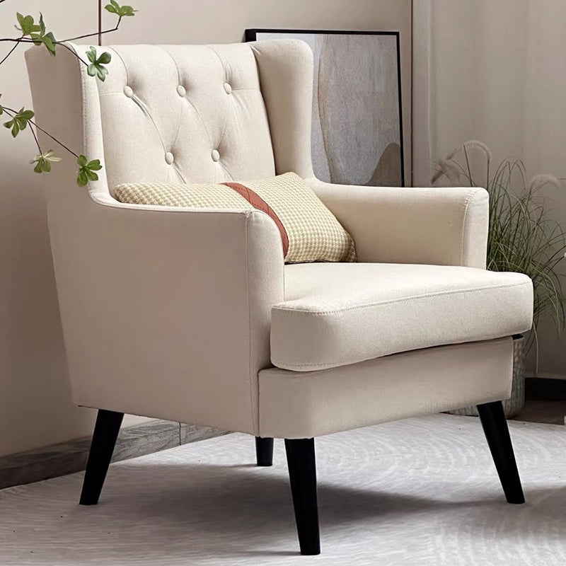 Contemporary Scandinavian Rectangular Solid Wood Velvet Sponge Accent Chair Backrest Armrest For Living Room