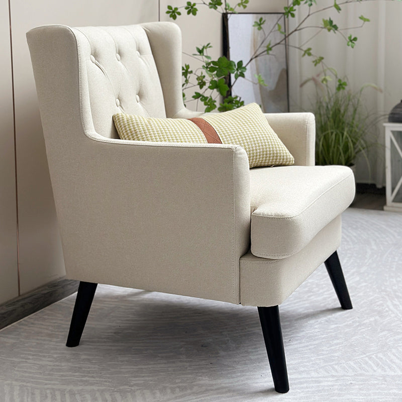 Contemporary Scandinavian Rectangular Solid Wood Velvet Sponge Accent Chair Backrest Armrest For Living Room