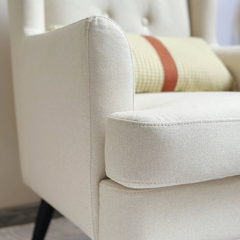 Contemporary Scandinavian Rectangular Solid Wood Velvet Sponge Accent Chair Backrest Armrest For Living Room