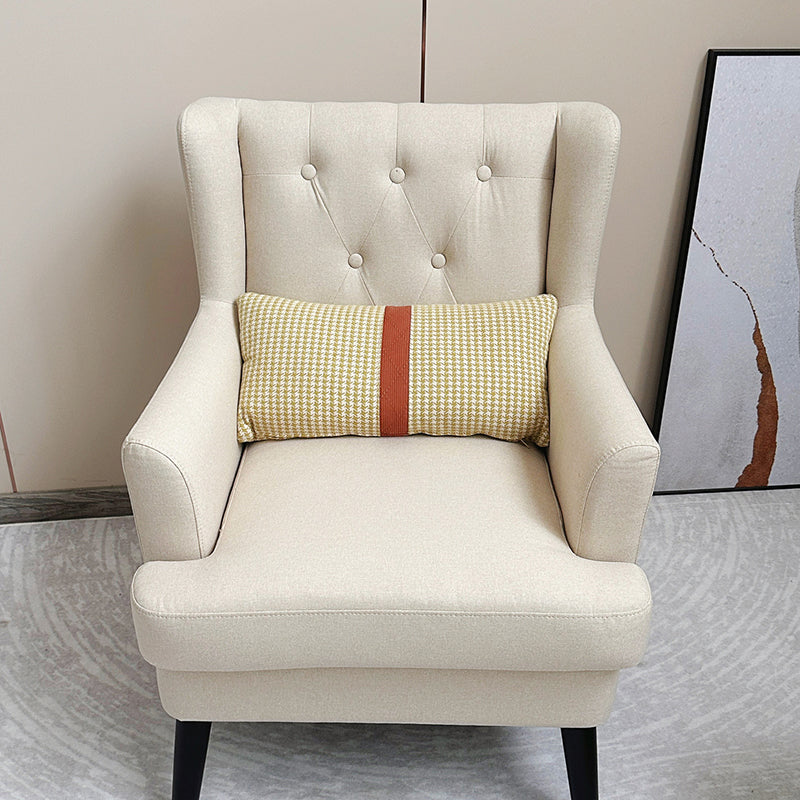 Contemporary Scandinavian Rectangular Solid Wood Velvet Sponge Accent Chair Backrest Armrest For Living Room