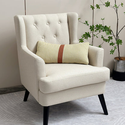 Contemporary Scandinavian Rectangular Solid Wood Velvet Sponge Accent Chair Backrest Armrest For Living Room