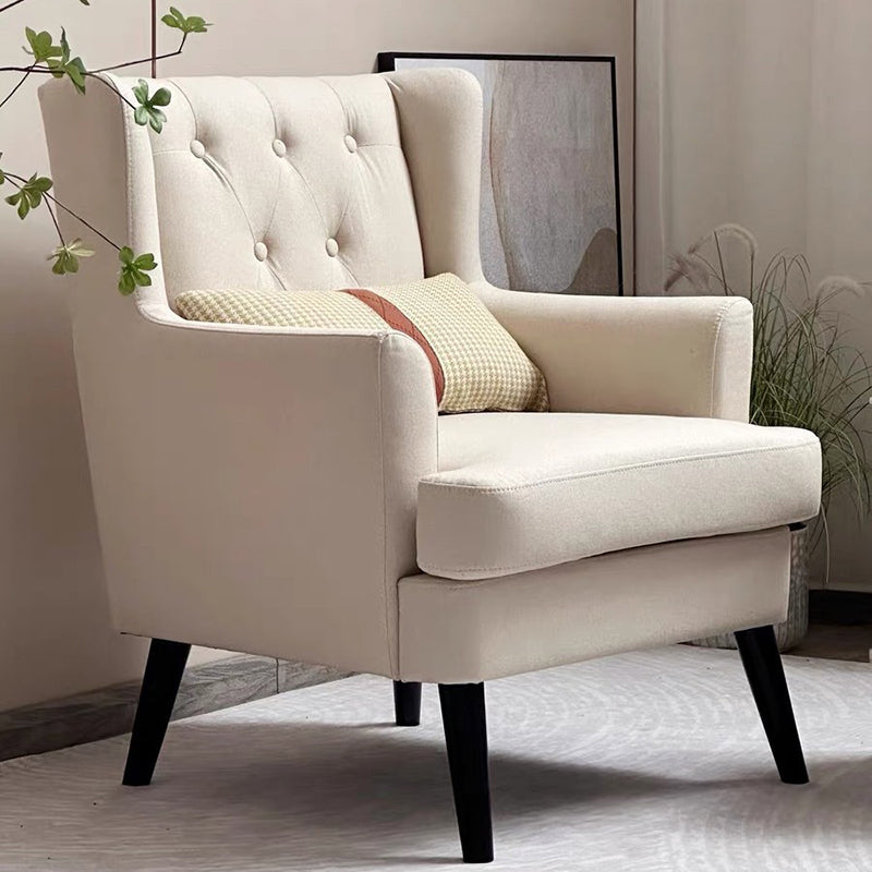 Contemporary Scandinavian Rectangular Solid Wood Velvet Sponge Accent Chair Backrest Armrest For Living Room