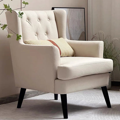 Contemporary Scandinavian Rectangular Solid Wood Velvet Sponge Accent Chair Backrest Armrest For Living Room