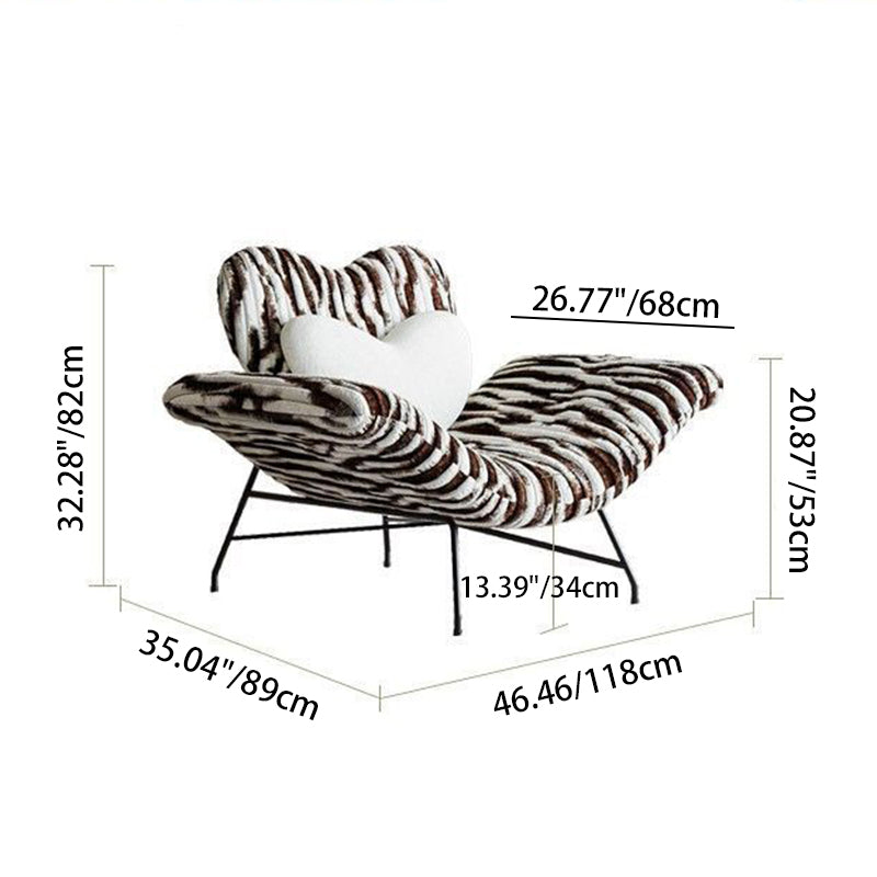 Contemporary Creative Detachable Heart Iron Faux Angora Sponge PP Cotton Accent Chair Backrest Armless For Living Room