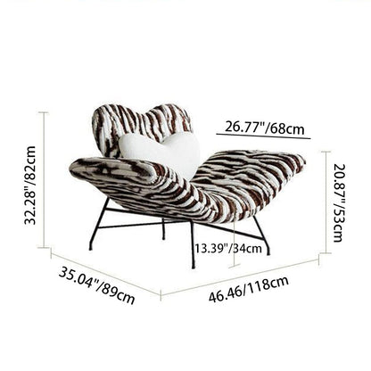 Contemporary Creative Detachable Heart Iron Faux Angora Sponge PP Cotton Accent Chair Backrest Armless For Living Room