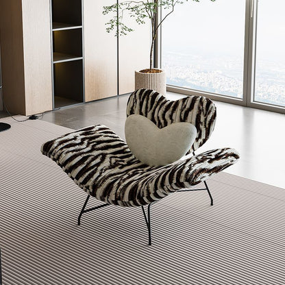 Contemporary Creative Detachable Heart Iron Faux Angora Sponge PP Cotton Accent Chair Backrest Armless For Living Room