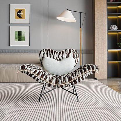 Contemporary Creative Detachable Heart Iron Faux Angora Sponge PP Cotton Accent Chair Backrest Armless For Living Room