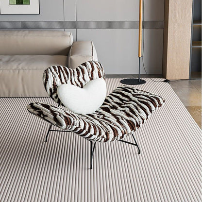 Contemporary Creative Detachable Heart Iron Faux Angora Sponge PP Cotton Accent Chair Backrest Armless For Living Room