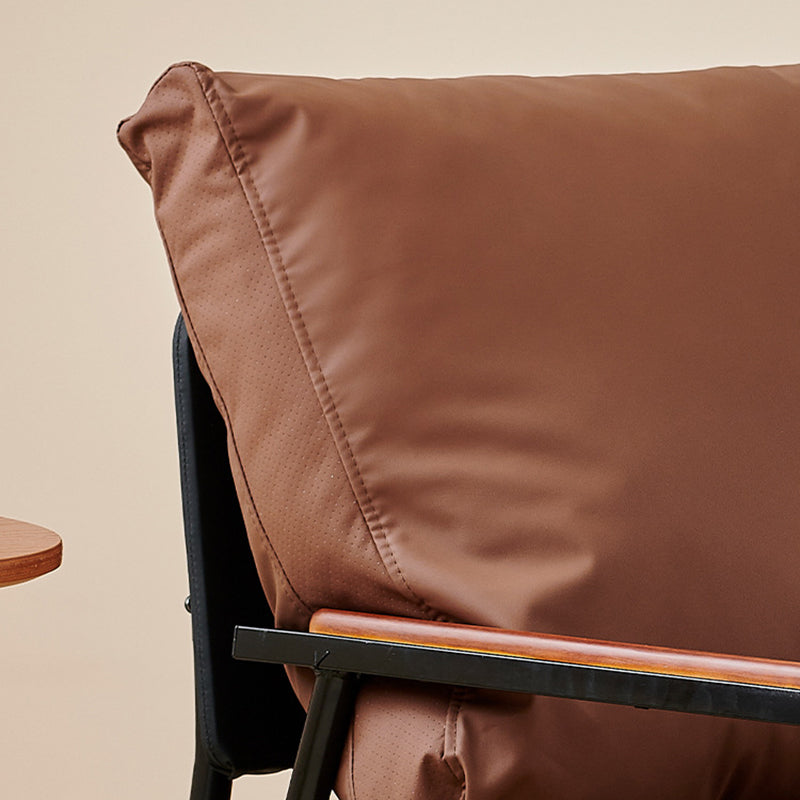 Contemporary Industrial Rectangular Iron PU Leather Sponge Latex PP Cotton Accent Chair Backrest Armrest For Living Room
