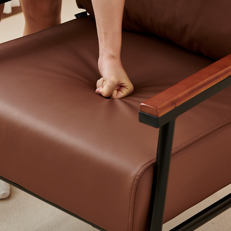 Contemporary Industrial Rectangular Iron PU Leather Sponge Latex PP Cotton Accent Chair Backrest Armrest For Living Room