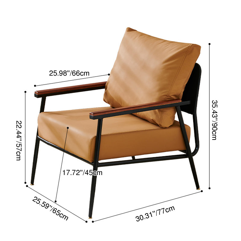 Contemporary Industrial Rectangular Iron PU Leather Sponge Latex PP Cotton Accent Chair Backrest Armrest For Living Room