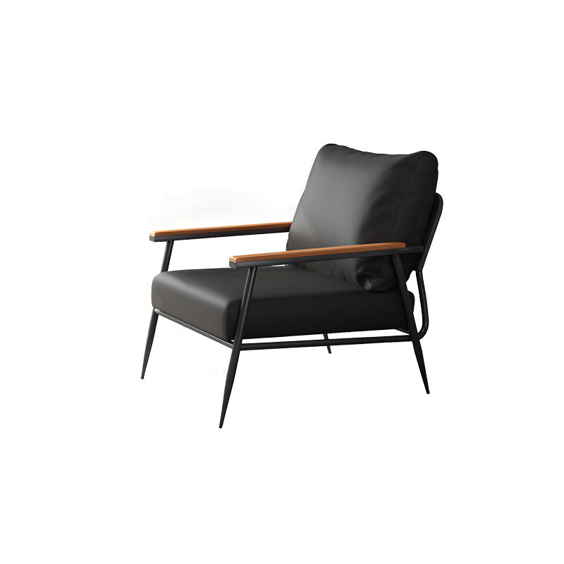 Contemporary Industrial Rectangular Iron PU Leather Sponge Latex PP Cotton Accent Chair Backrest Armrest For Living Room