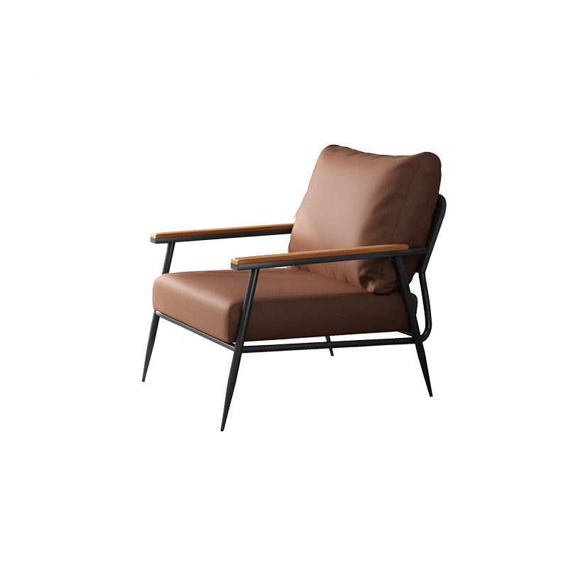 Contemporary Industrial Rectangular Iron PU Leather Sponge Latex PP Cotton Accent Chair Backrest Armrest For Living Room