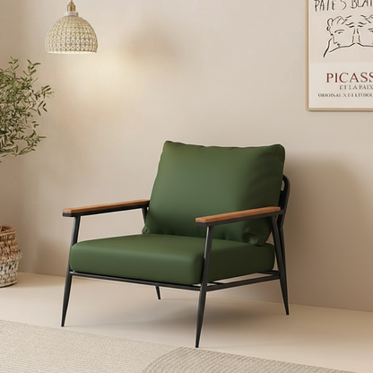 Contemporary Industrial Rectangular Iron PU Leather Sponge Latex PP Cotton Accent Chair Backrest Armrest For Living Room